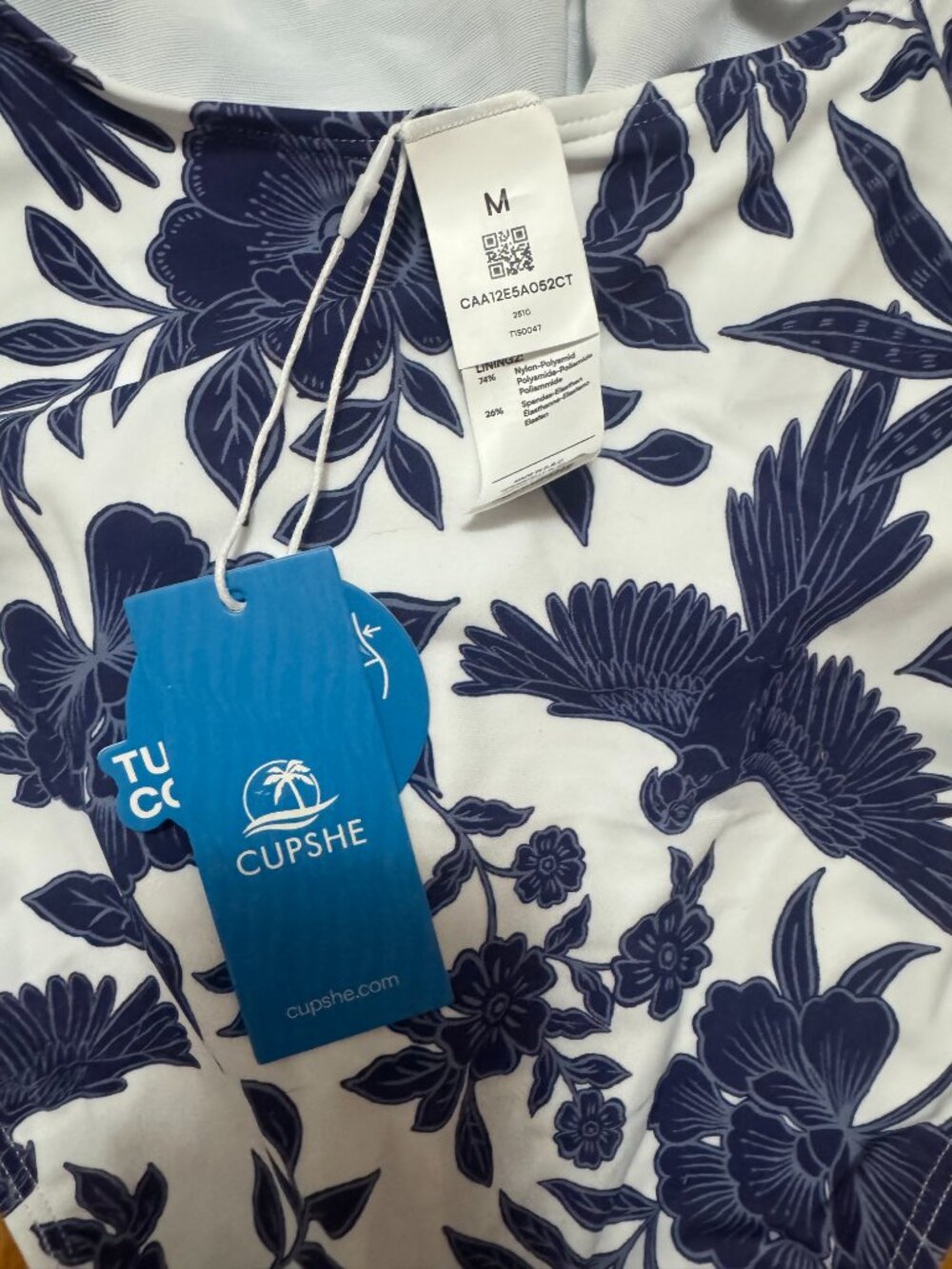 Cupshe Blue Floral Size Medium One Piece Swimsuit - Picture 6 of 6